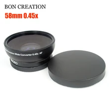 BON CREATION объектив 58 мм 0.45x Широкоугольный объектив с макроконверсионным объективом 58 0,45 черный для Canon sony Nikon