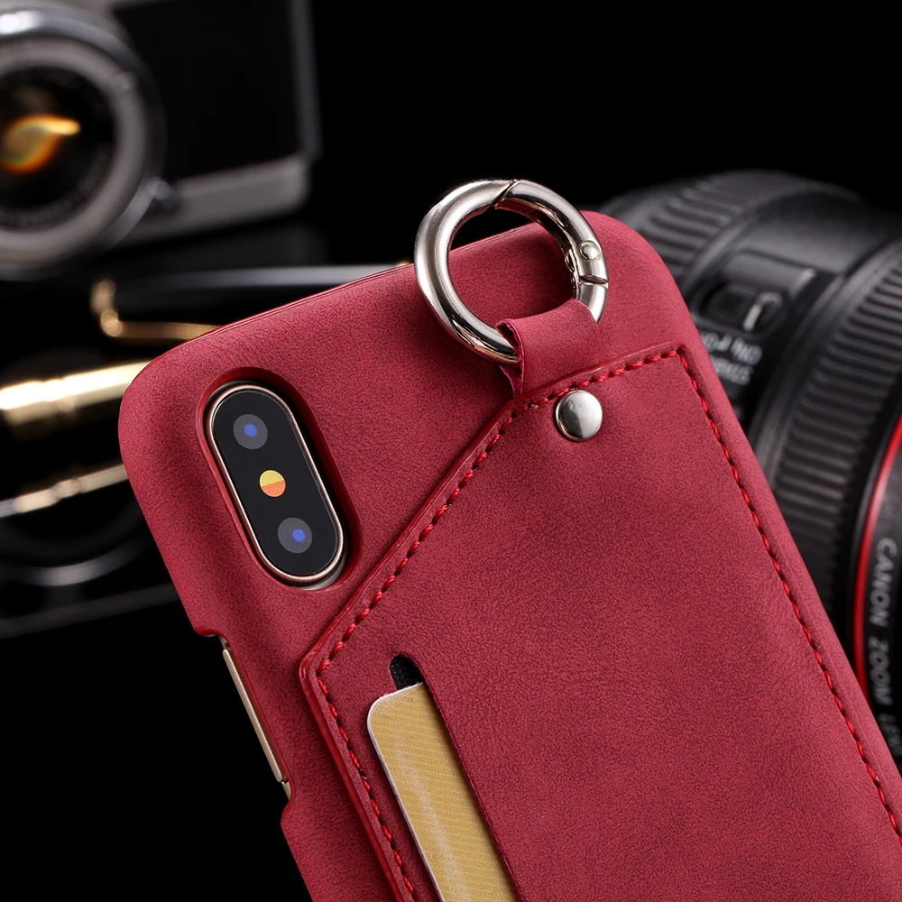 Роскошный кожаный чехол для iPhone 7 8 Plus XS Max задняя крышка бизнес-держатель для карт чехол для телефона для iPhone X XR 10 6 6s Plus чехол кольцо
