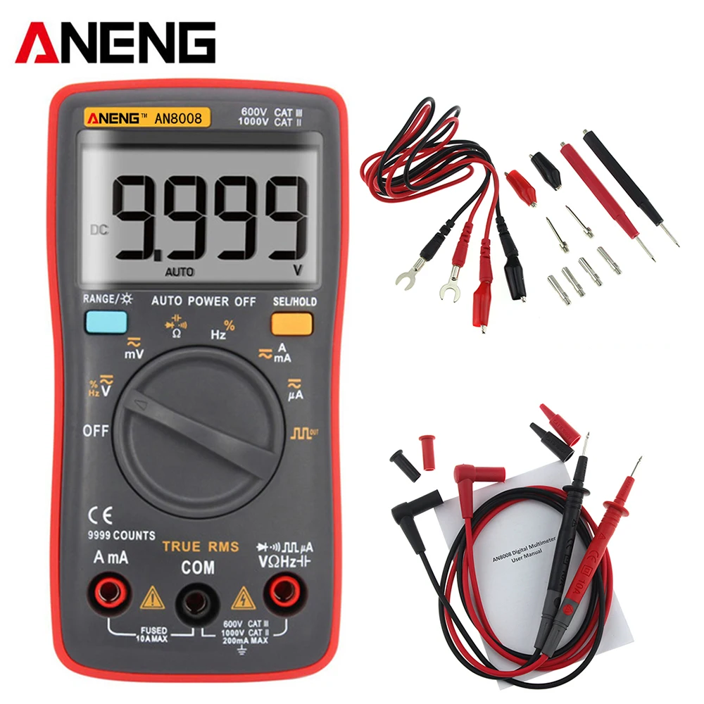 ANENG AN8008 цифровой мультиметр измеритель напряжения амперметр с подсветкой ток Ома
