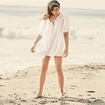 

Beach Dress Pareo Woman Swim Cover Up For Women Cape On Swimsuit Women's Summer Tunic Cotton Spell Lace Skirt Upper Garment