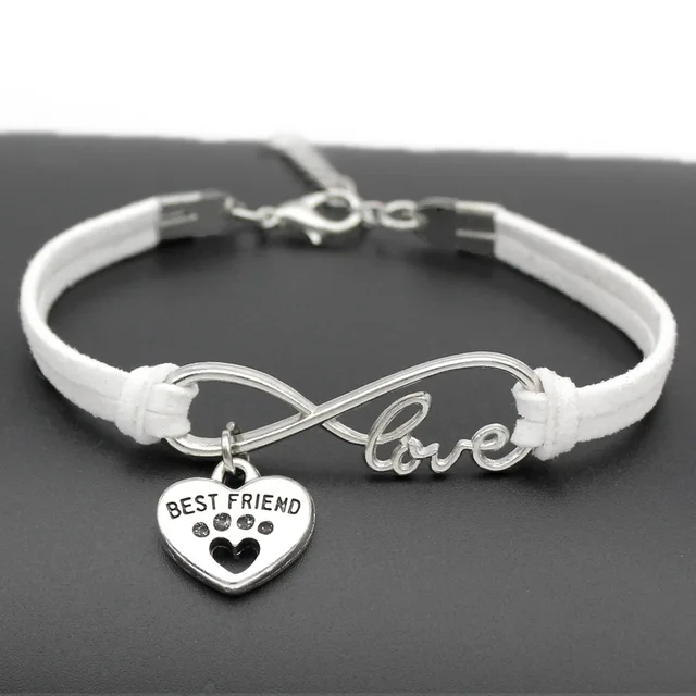 Custom Antique Silver Cute Pets Dog S Paw Heart Charm Infinity Love Custom Antique Silver Cute Pets Dog S Paw Heart Charm Infinity Love Bracelets Unique Dogs