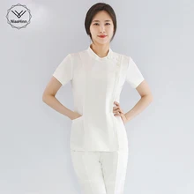 Облегающий комбинезон косметолога красоты салон рабочая одежда здоровье музейный спа Рабочий костюм женские элегантные качественные Топы+ брюки комплект