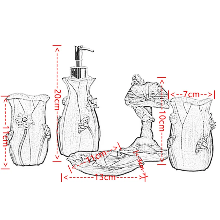 Набор аксессуаров для ванной комнаты из смолы, пять штук в наборе, модный набор для ванной в форме лотоса, набор для украшения ванной комнаты, свадебный бизнес подарочный ящик