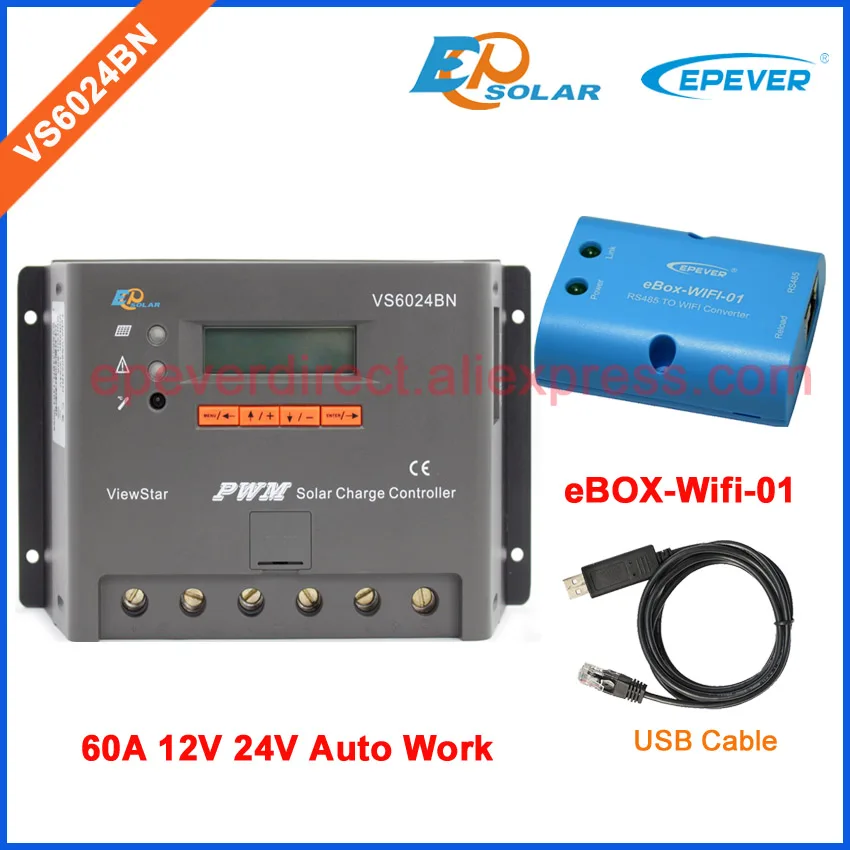 60A PWM EPEVER VS6024BN 60amp контроллер для 12 В 24 В система работает автоматически с wifi для использования телефона Android
