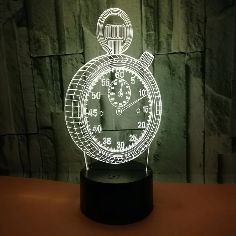 

3D LED Hologram Illusion Night Light Changing Bedroom Lamp Alarm Clock Shape Light Touch Switch Home Table Desk Lamp