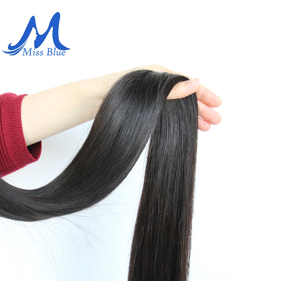 Missblue 8-34 36 38 40 Inch Brazilian Hair Weave Bundles Straight 100% Human Hair 3/4 Bundles Natural Color Remy Hair Extensions