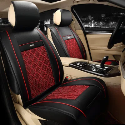 

Car Seat Covers General Four Seasons High Quality Breathable Ice Silk Wear-resisting Leather Automobiles Seat Cover 1 Set