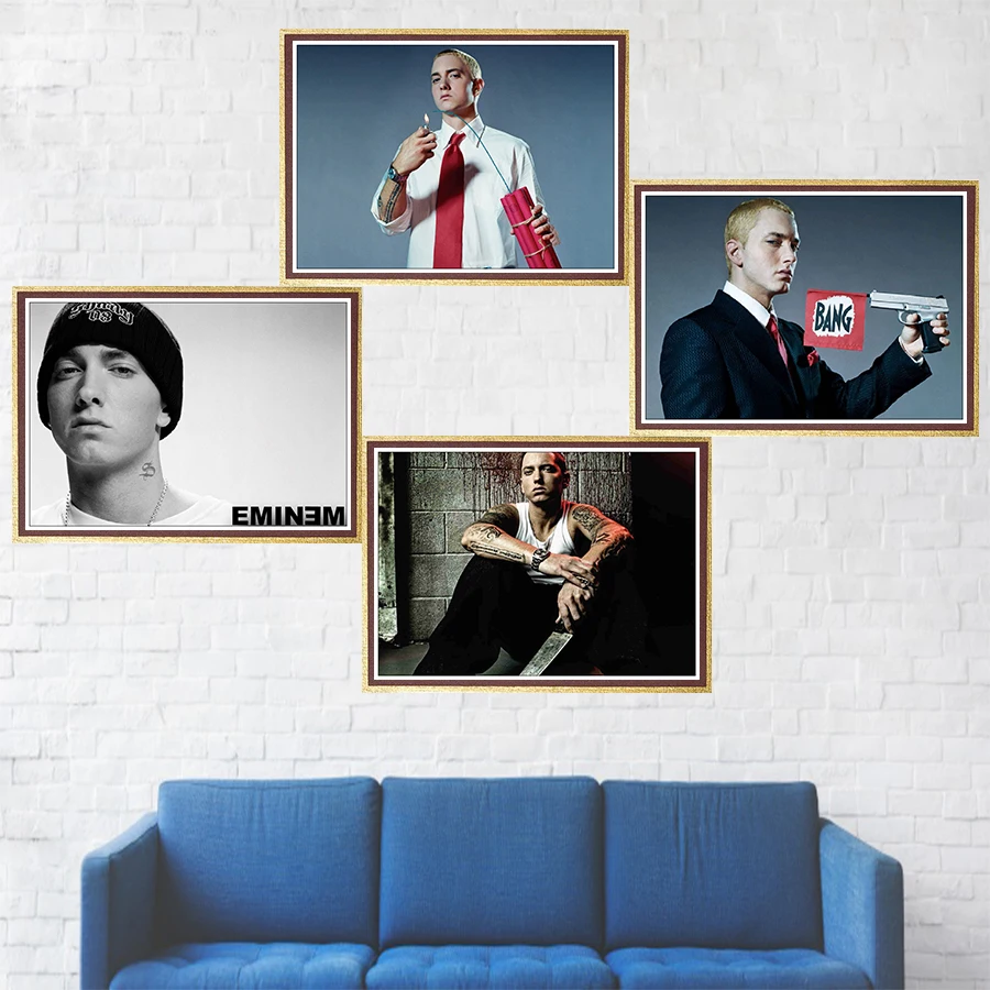Hip Hop rapper Singer Eminem posters coated paper clear paintings walll poster interior decoration