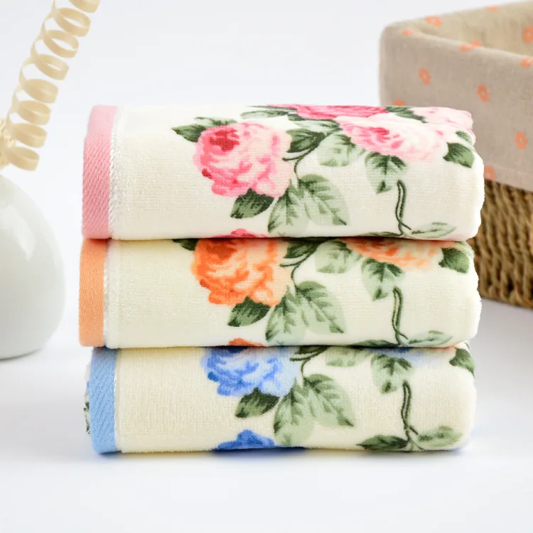 Brand New 2015 34*74cm 100 Cotton Flower print Soft Absorbent Cleansing Cloths Hand Face Towel