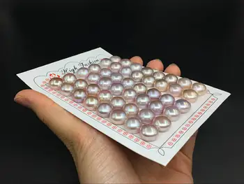 

12pcs Large 9.5-10mm High Luster Lavender Pearls Half Drilled Button Pearl Cabochons AAA Grade Fresh Water Pearls