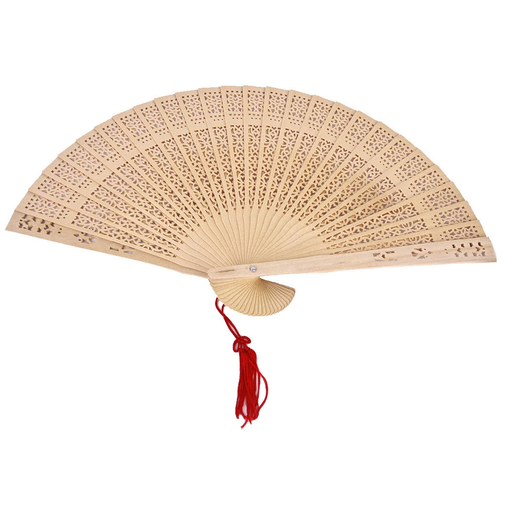 Chinese Japanese Sandalwood Hand Fan Wooden Scented for Wedding Party Cosplay
