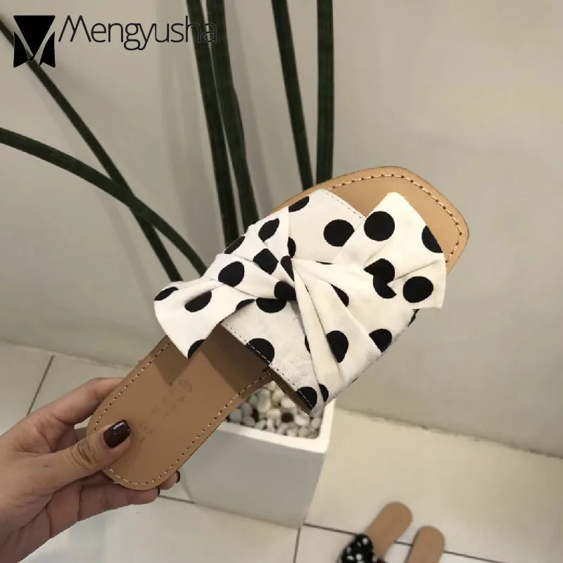 

soft bottom plaid bow knot beach sandals woman summer square toe open toe mules shoes ladies roman sandals women 2019 new