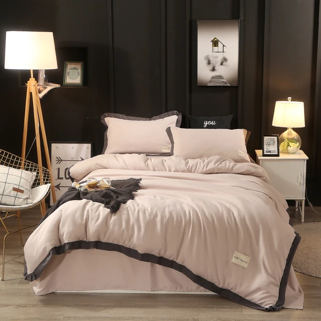 Best Offers Peach White King size Bedding Set Queen Bed set Bed Fitted sheet Solid color Bed Duvet cover ropa de cama parrure de lit Best Offers Peach White King size Bedding Set Queen Bed set Bed Fitted sheet Solid color Bed Duvet cover ropa de cama parrure de lit