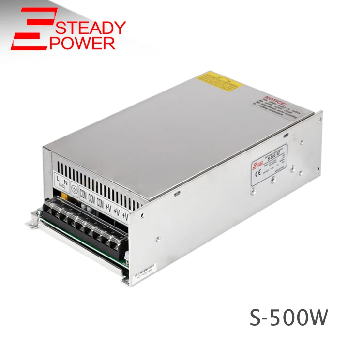 

500W single output ac dc switching model 12V 40 Amp power supply 500 Watts 12 Volt 40A led strip light driver S-500-12