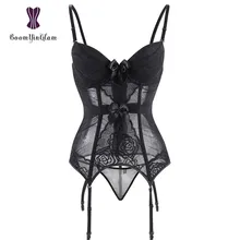  Plus Size Corset Lingerie Lace Up Bodysuit For Women Strap And Backless Corset Bowknot Corsets And Bustiers With Suspenders 944# 