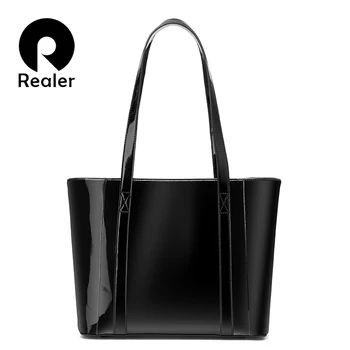 

REALER women shoulder bag large tote bag design handbag scratch resistant Microfiber Synthetic leather messenger bags