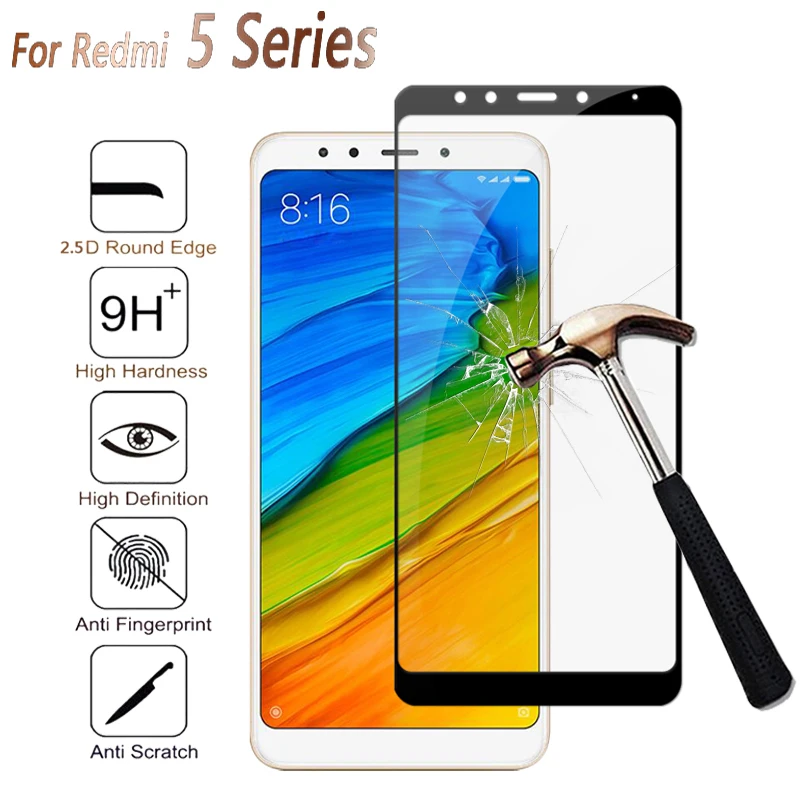 

Tempered Glass For Xiaomi Redmi 5 5A 5Plus Note 5 5A 5Pro Full Cover Protective Safety Film On The For Redmi 5 Screen Protector