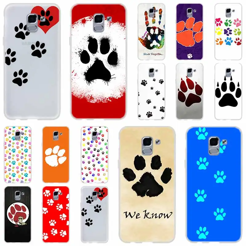 Собака след Paw Хаски для чехол телефона Samsung Galaxy j6 J8 J7 J5 J3 J4 плюс 2018 2017 2016 J610 Prime