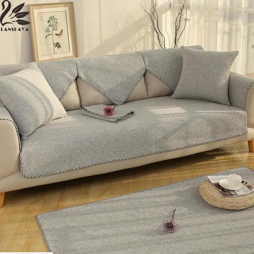 Grey Four Single Cotton Thickened Sofa Cushion Factory Wholesale Woven