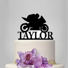 Настоящее Бросился индивидуальный акриловый мотоцикл свадебный торт Топпер/Свадебный стенд/Свадебные украшения/на заказ Топпер