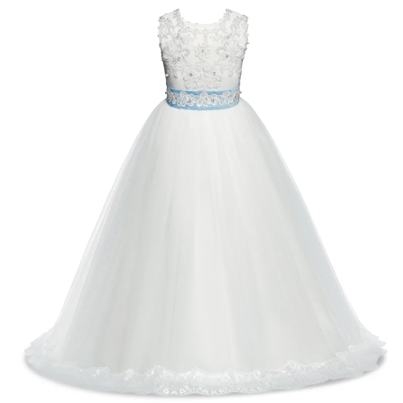 

Little Girl Dress For Wedding Kids Long White Dresses Children Tulle Tutu Dresses Kids School Clothing Girl Events Clothing 14Y