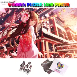 MOMEMO розовая девочка деревянная взрослая 1500 штук головоломка интересный пазл Красивая аниме 1500 шт Пазлы декомпрессионные игрушки