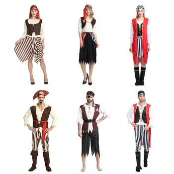

Christmas Pirate Costume Pirates of the Caribbean Male OR Female Jack Captain Dance Party COS Fancy Dress