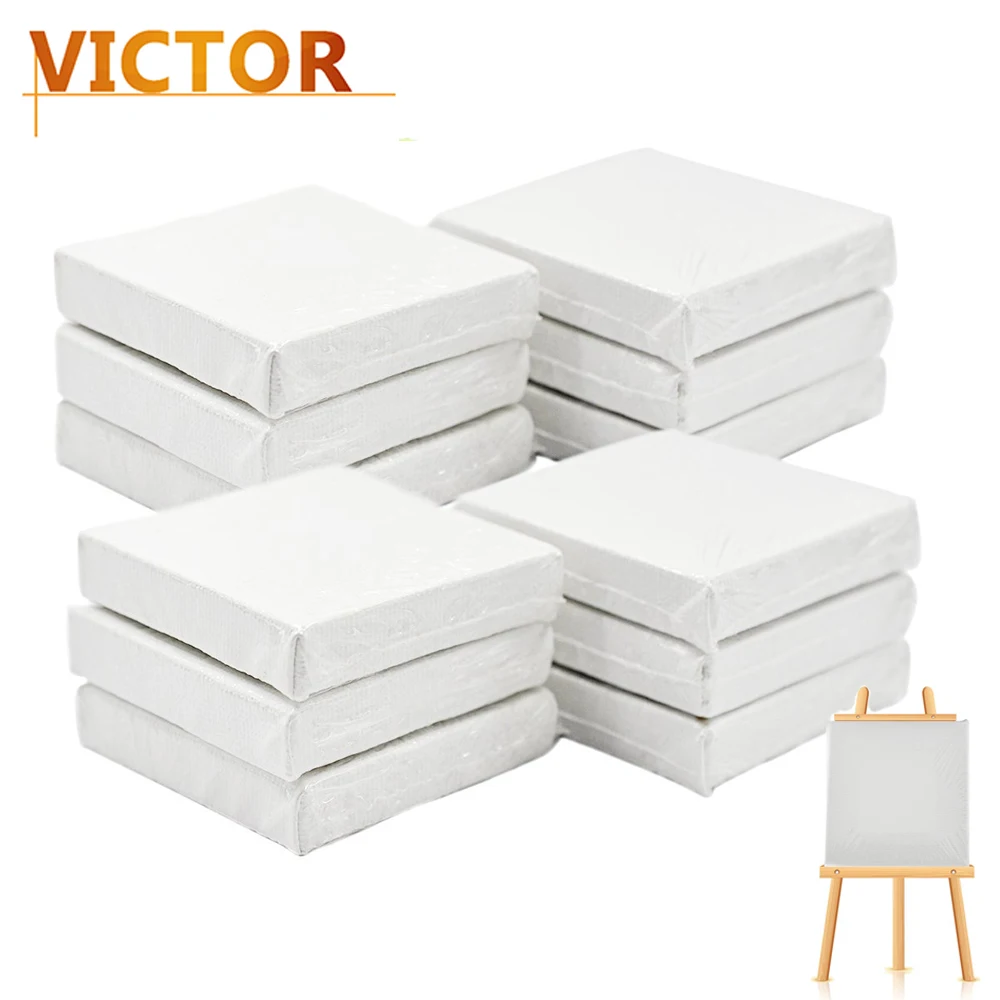 12Pcs Mini Canvas Art Drawing Board Blank Canvas Painting Crafts Wedding Table Numbers Painting