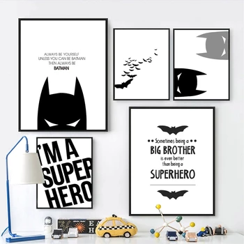 

Super Hero Batman Poster Wall Art Canvas Painting Modern Minimalist Boys Prints Kids Room Wall Decor
