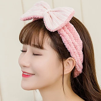 

Cute Girls Bowtie Soft Headband Face Washing Hair Band Women Comfortable Bathing Makeup Elastic Hair Holder