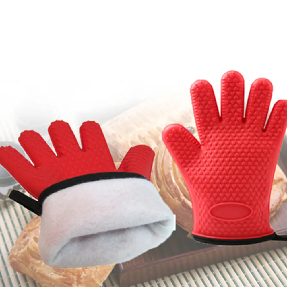 1 шт. силиконовые хлопковые перчатки печи изоляция анти-ожоги перчатки утолщенные кухонные инструменты