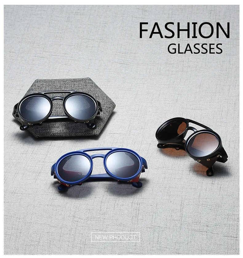 Новинка, готические стимпанк Солнцезащитные очки для мужчин и женщин, модные, крутые, с заклепками, солнцезащитные очки, Ретро стиль, винтажные защитные очки, оттенки