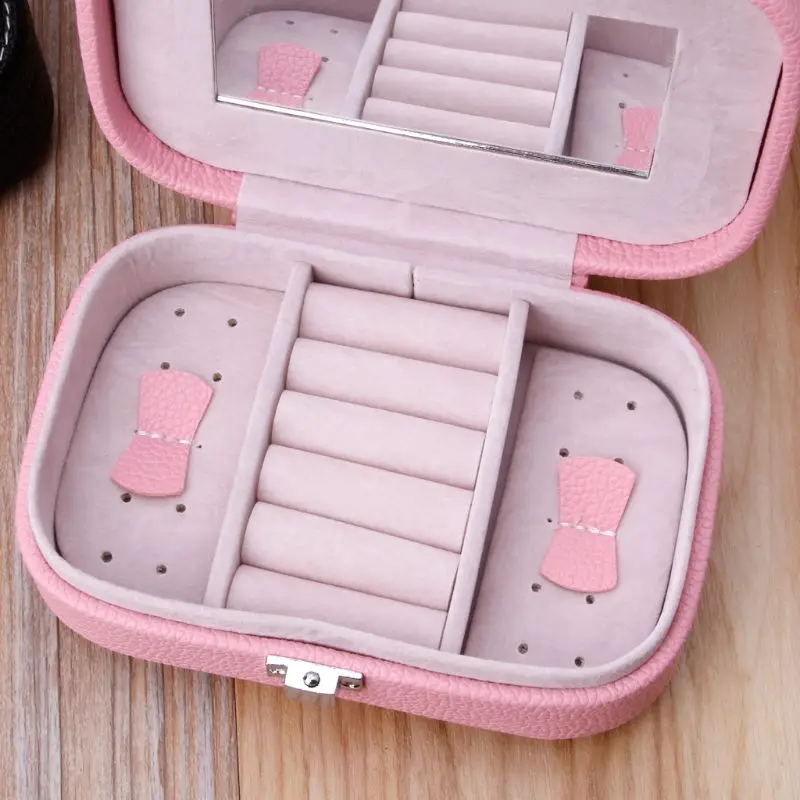 Travel Jewelry Box Портативные кожаные серьги Кольца Хранение ювелирных изделий Дорожный кейс