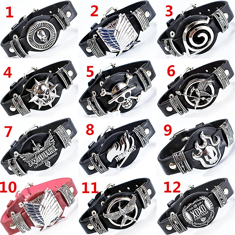 

12 types Game Anime Bracelet One Piece Naruto Black Butler Fairy Tail Bleach Attack on Titan Death Note LOL Cross Fire Bangle