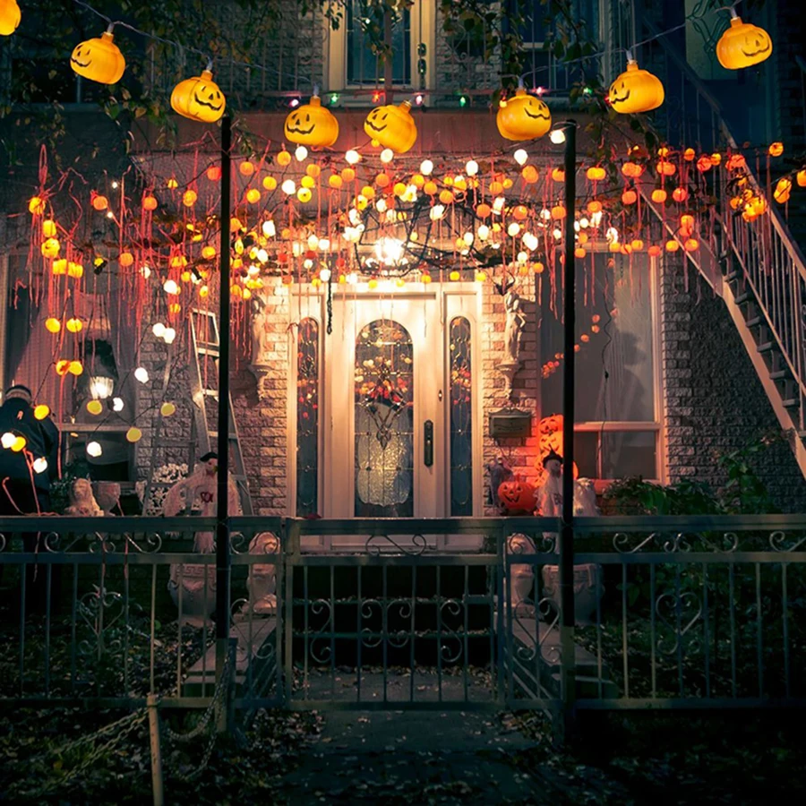 10 светодиодов, 20 светодиодов, 30 светодиодов, тыквенная светодиодная гирлянда, висящая тыква, сказочные огни для Хэллоуина, вечерние, рождественские украшения, Gerlyanda