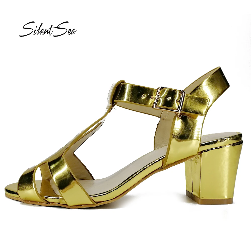 Silentsea Opean Toe Women Shoes Gold Color Leisure Pumps Shoes Daily