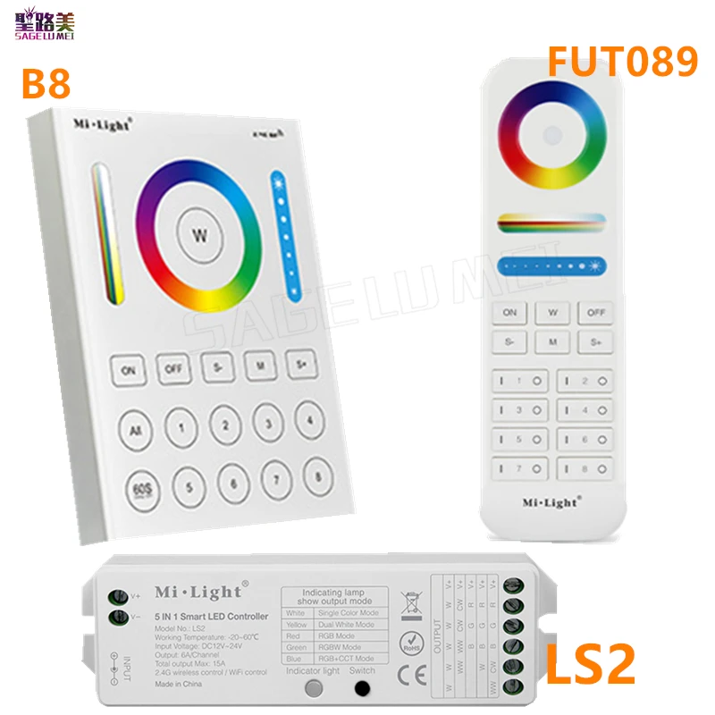 MiLight FUT089 8 Zone RF dimmer 2 4G Беспроводная дистанционная B8 Сенсорная панель настенный LS2 5