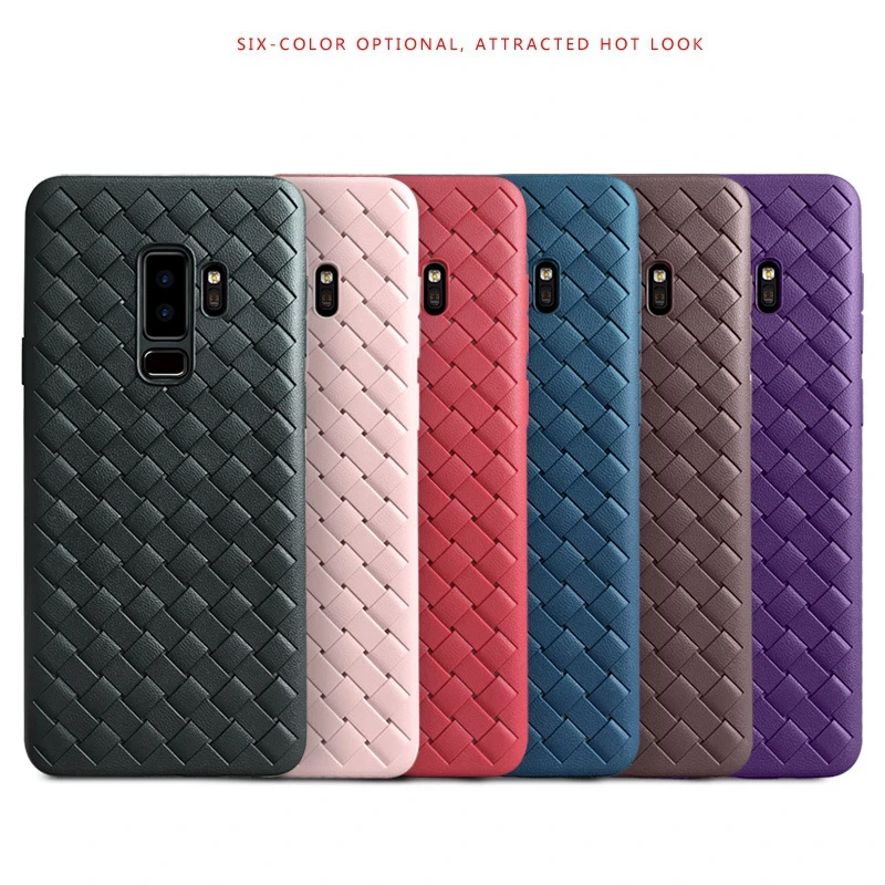 

Fashion Luxury personal Full Protect Business Back Cover leather weave Soft Silicone Phone Case Shell Capa For Samsung S9 S9Plus