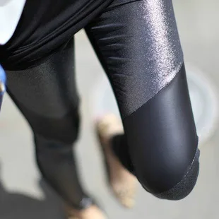 

2016 fall fashion female Leggings high silver pearl imitation mosaic aura nine pants women mujer gaiters boothose capris