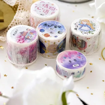 

1pcs And the paper tape cute girl series of manual adhesive tape decorative stickers DIY 5 stickers