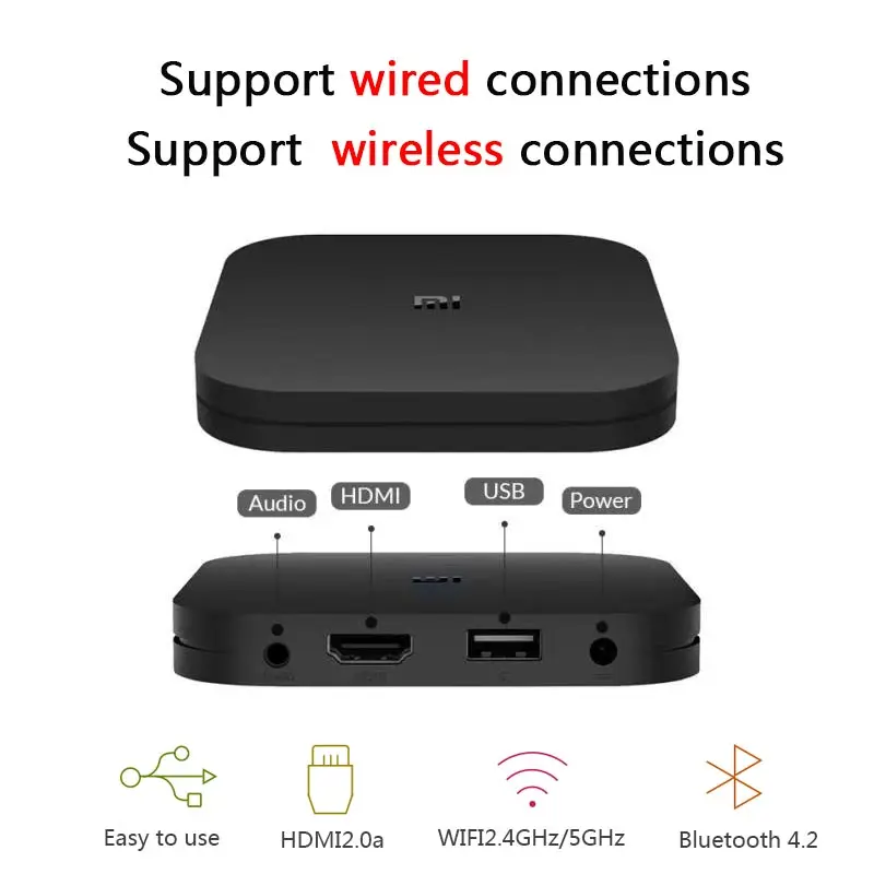  Original Global Xiaomi Mi TV Box S 4K HDR Android TV 8.1 Ultra HD 2G 8G WIFI Set Top Box Google Cas