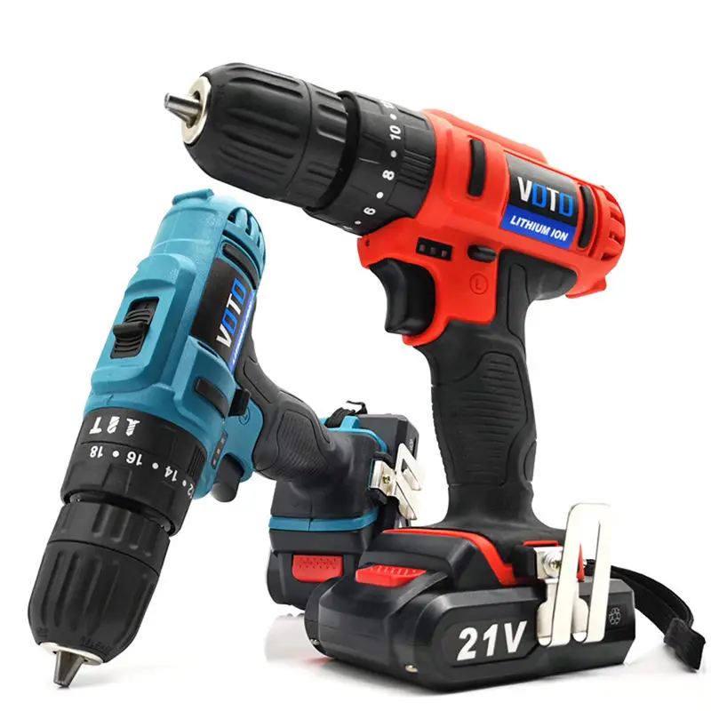 Electric Screwdriver Cordless Drill Impact Drill Power Driver For Woodworking Tools 21V Max DC Lithium-Ion Battery 10mm 2 Speed