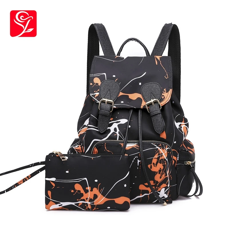 

ACEUS Fashion 2Pcs Women Nylon Backpack School Backpacks For Teenage Girls Female Rucksack Bolsas Mochilas Floral Shoulder Bag