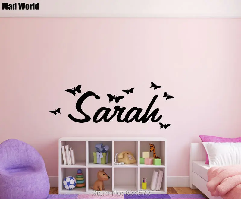 Mad World Personalised Name Kids Butterfly Wall Art Stickers Wall Decal mad-world-personalised-name-kids-butterfly-wall-art-stickers-wall-decal