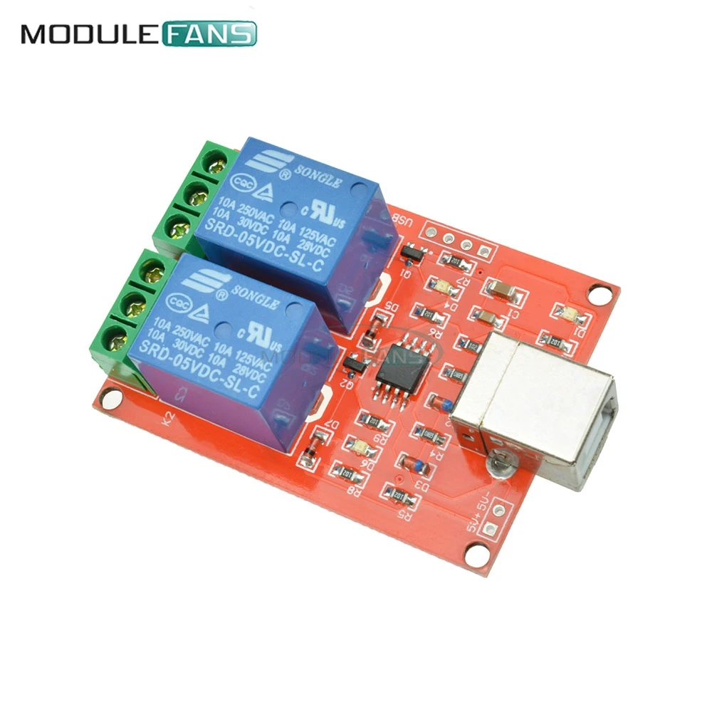 

USB Relay 2 Channel Programmable Computer Control Power Supply Module For Smart Home Controller Board DC 5V 250V 10A