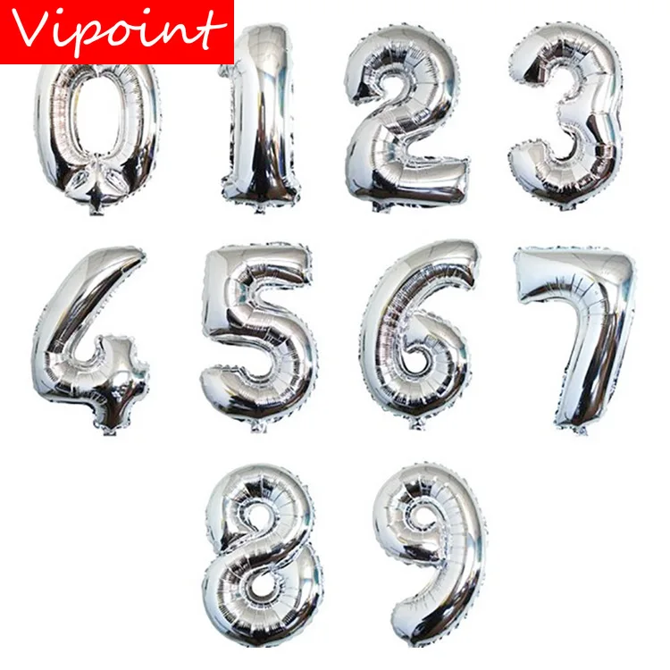 VIPOINT вечерние 16 дюймов серебро числом 0 9 фольгированные шары Свадебные