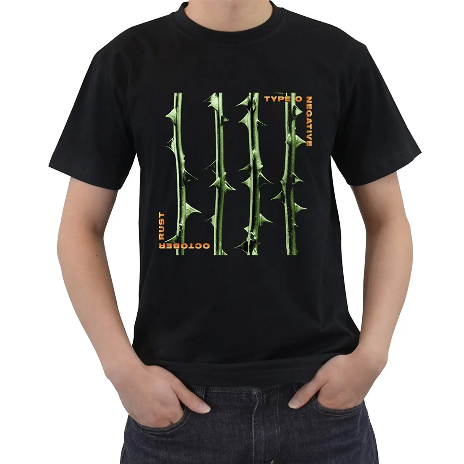 Тип O ОТРИЦАТЕЛЬНЫЙ октября ржавчины Футболка короткий рукав S M L XL 2XL 3XL Мужская