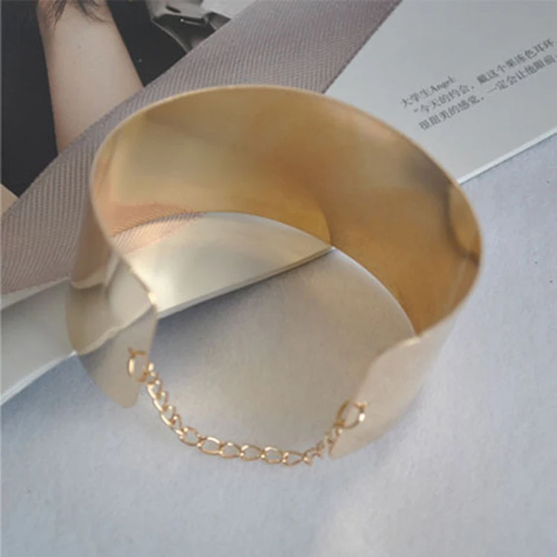 

Simple Style Chain Connecting Wide Adjustable Metallic Punk Bracelets & Bangles for Women