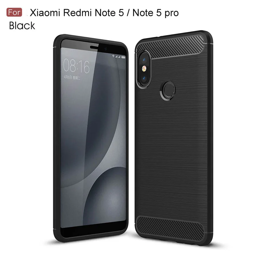 Чехол для Xiaomi Redmi Note 5 Pro Note 5A Prime, силиконовый чехол из ТПУ и углеродного волокна, мягкий силиконовый чехол для Xiaomi Redmi 5A 5 Plus, чехол - Цвет: Черный