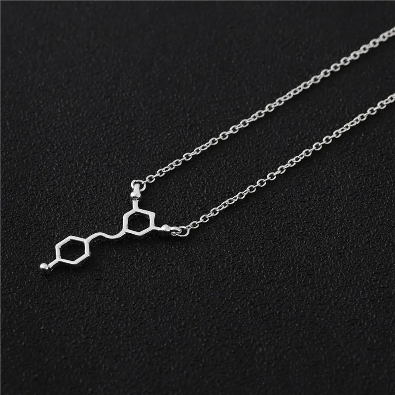 

30PCS Red Wine Molecule Necklace Resveratrol Science Chemistry Structure Dopamine Serotonin Thc Molecular Chain Necklaces